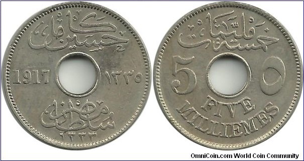Egypt 5 Milliemes 1335-1917