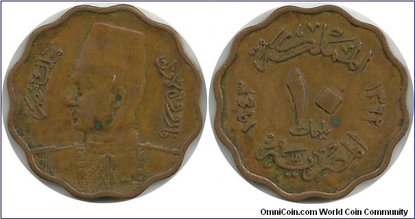 Egypt 10 Milliemes 1362-1943