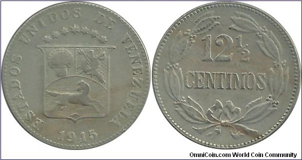 Venezuela-Estados Unidos 12½ Centimos 1945