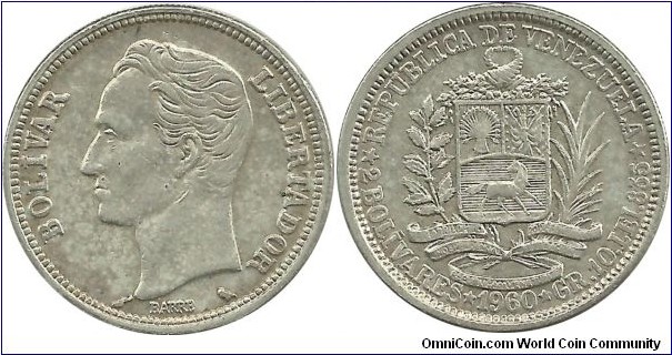 Venezuela 2 Bolivares 1960