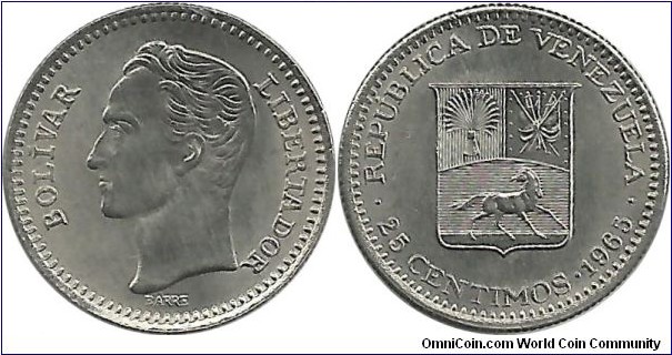 Venezuela 25 Centimos 1965