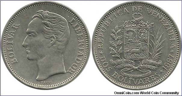 Venezuela 2 Bolivares 1967