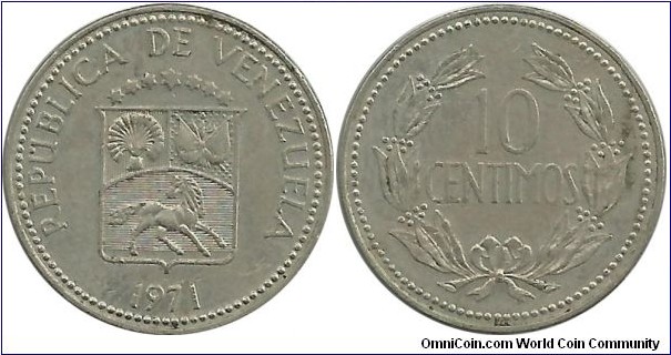 Venezuela 10 Centimos 1971