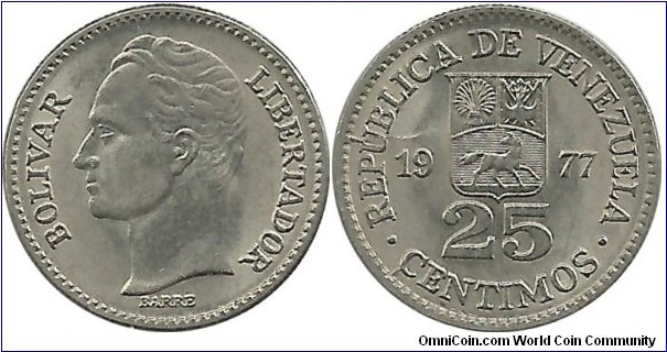 Venezuela 25 Centimos 1977