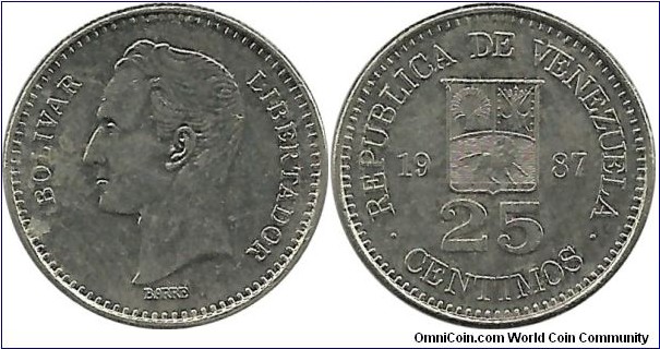 Venezuela 25 Centimos 1987