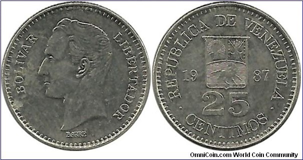 Venezuela 25 Centimos 1987