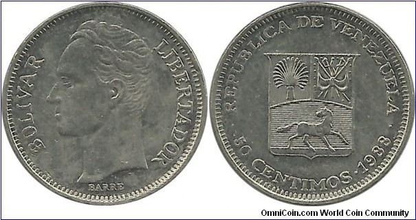 Venezuela 50 Centimos 1988