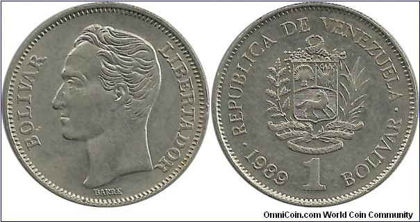 Venezuela 1 Bolivar 1989