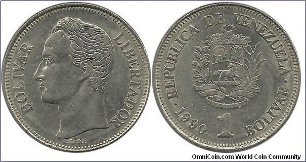 Venezuela 1 Bolivar 1990