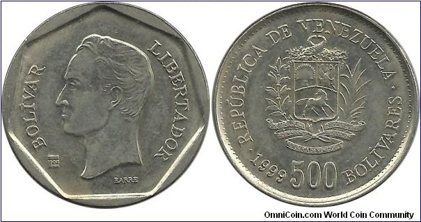 Venezuela 500 Bolivares 1999 different mint