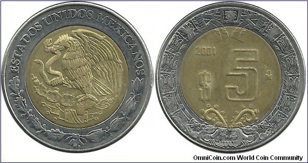 Mexico 5 Pesos 2001