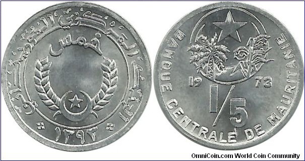 Mauritania 1/5 Ougia 1393-1973