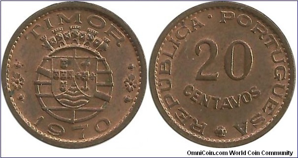 Timor-Portugese 20 Centavos 1970