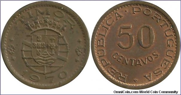 Timor-Portugese 50 Centavos 1970