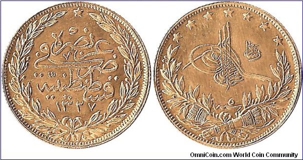 UNC 100 piastres (1 lira) gold, 22 karat, 0.917, 7.216 grams weight