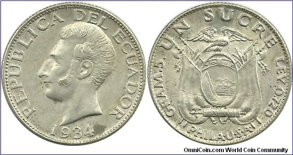 Ecuador 1 Sucre 1934