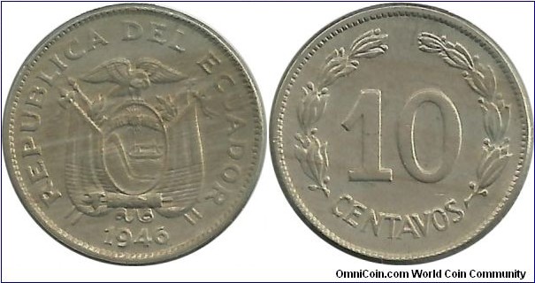 Ecuador 10 Centavos 1946