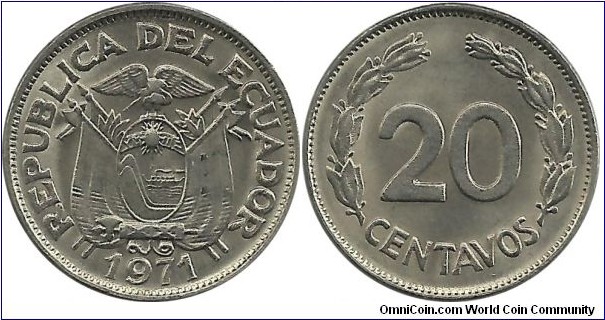 Ecuador 20 Centavos 1971