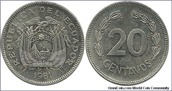 Ecuador 20 Centavos 1981