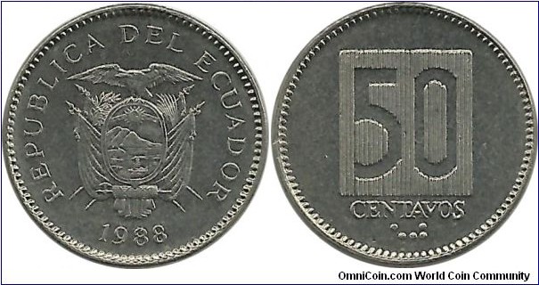 Ecuador 50 Centavos 1988