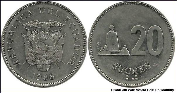 Ecuador 20 Sucres 1988