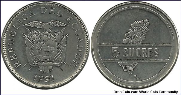 Ecuador 5 Sucres 1991