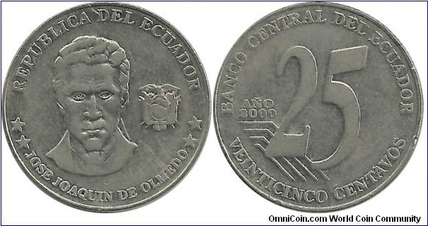 Ecuador 25 Centavos 2000