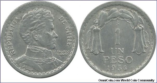 Chile 1 Peso 1954
