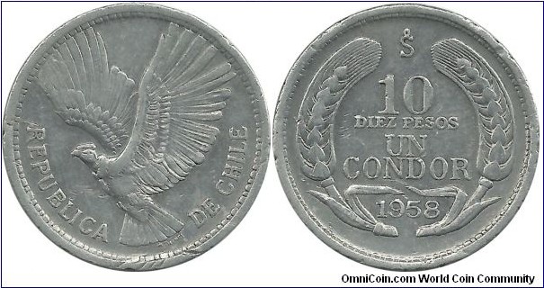 Chile 10 Pesos-1 Condor 1958