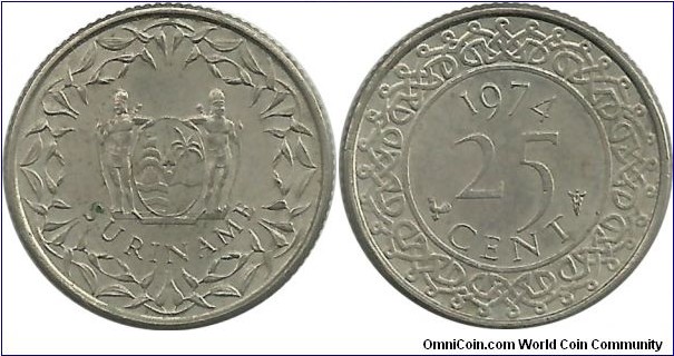 Surinam 25 Cent 1974