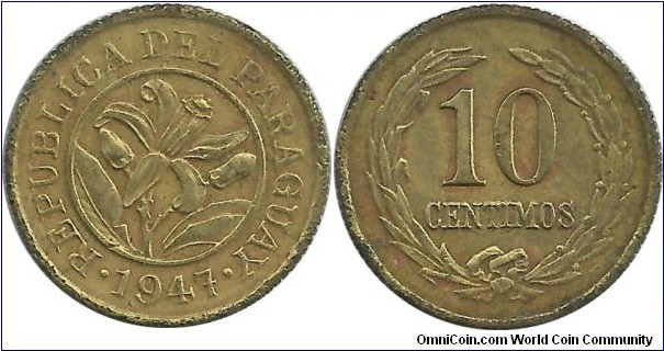 Paraguay 10 Centimos 1947