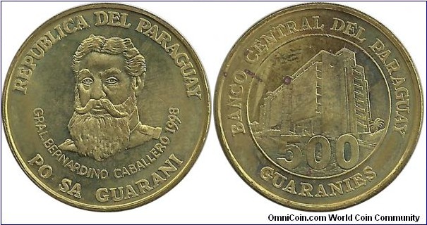 Paraguay 500 Guaranies 1998