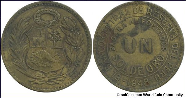 Peru 1 Sol de Oro 1948