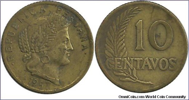 Peru 10 Centavos 1957