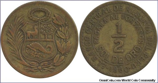 Peru ½ Sol de Oro 1960