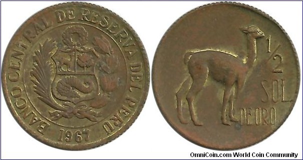 Peru ½ Sol de Oro 1967