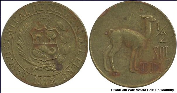 Peru ½ Sol de Oro 1972