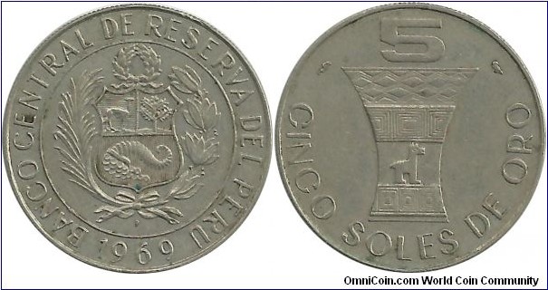 Peru  5 Soles de Oro 1969