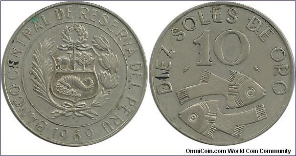 Peru 10 Soles de Oro 1969