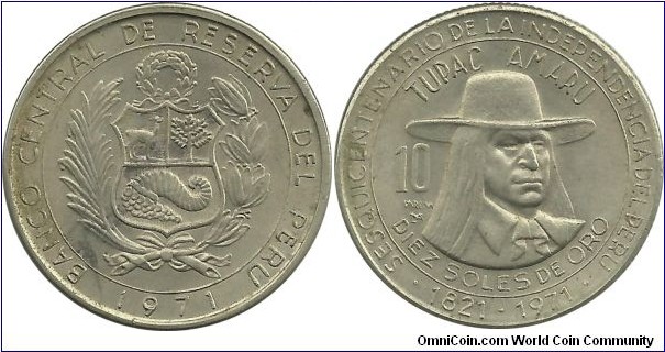 Peru 10 Soles de Oro 1971