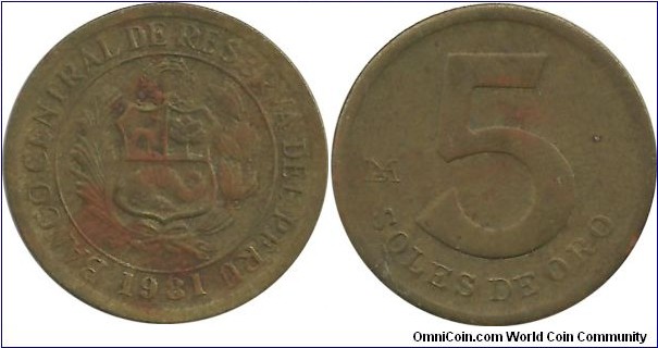 Peru 5 Soles de Oro 1981