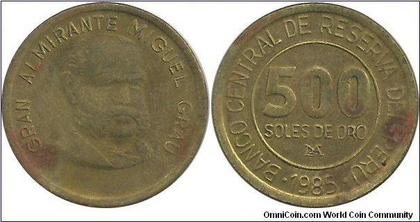 Peru 500 Soles de Oro 1985