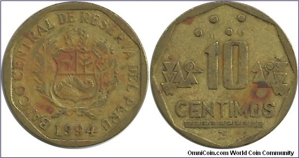 Peru 10 Centimos 1994