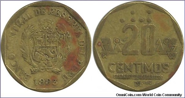 Peru 20 Centimos 1993