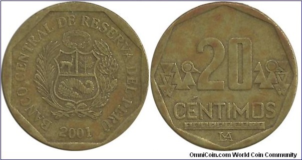 Peru 20 Centimos 2001