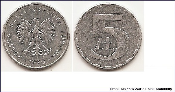 5 Zlotych
Y#81.3
0.8800 g., Aluminum, 20 mm. Obv: Eagle with wings open Rev: Value Edge: Reeded Designer: J. Markiewicz