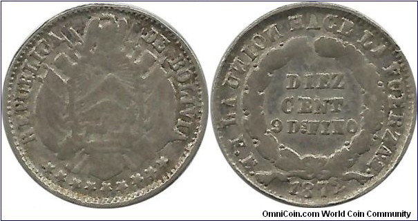 Bolivia 10 Centavos 1872