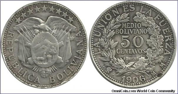 Bolivia 50 Centavos 1906