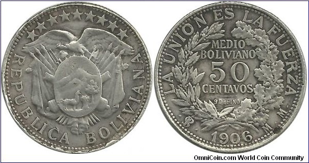 Bolivia 50 Centavos 1906