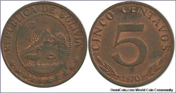 Bolivia 5 centavos 1970